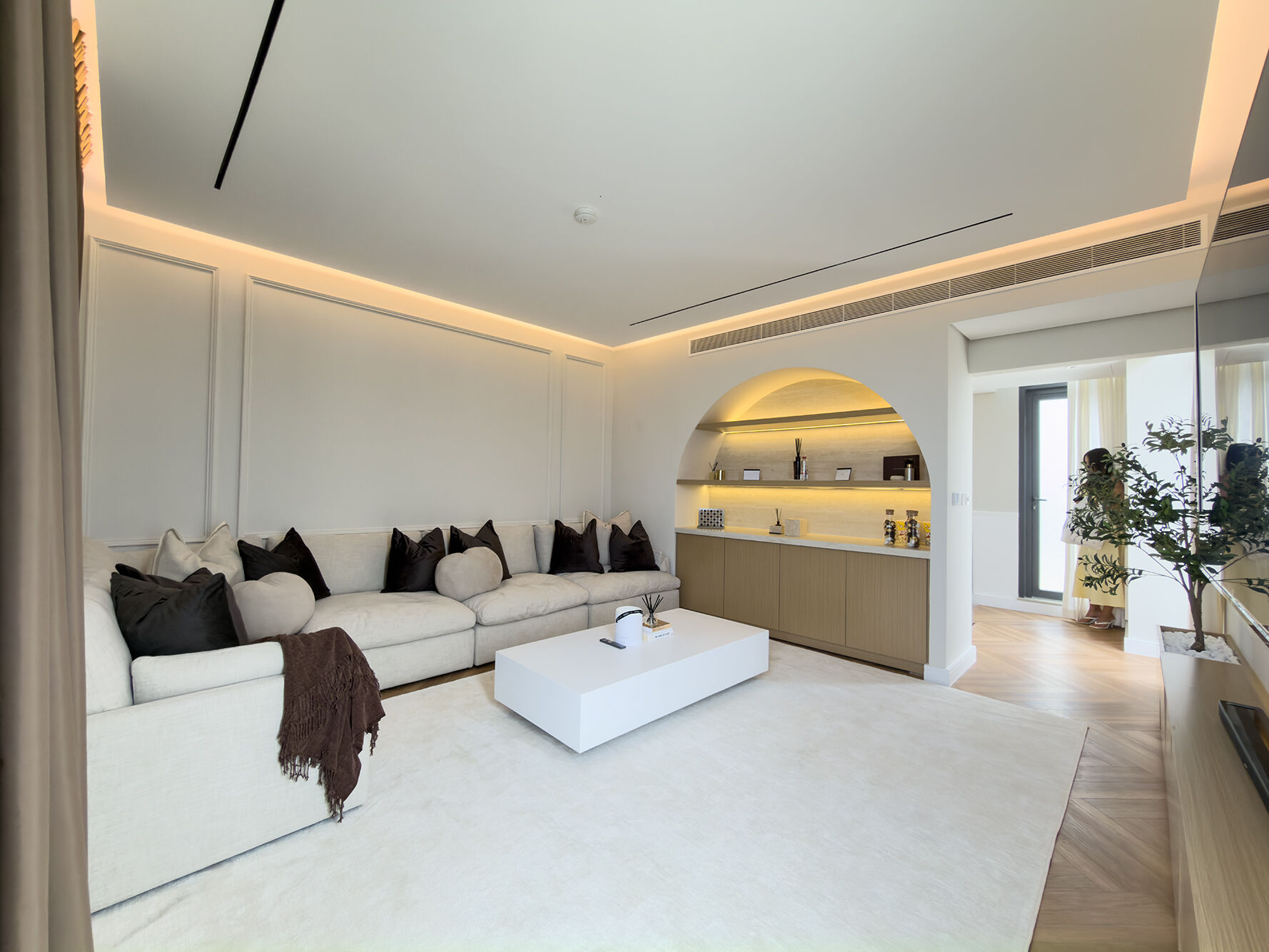 Upstairs lounge with 100-inch TV